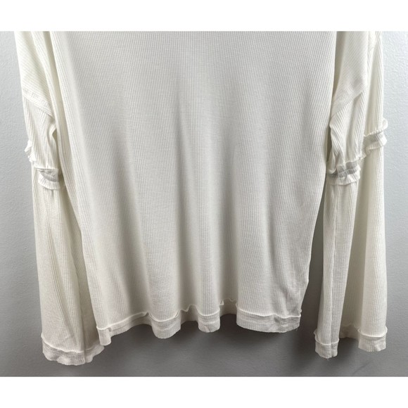 baea Womens Thermal Sweater White XL Polyester Blend Stretch Ruffle Bell Sleeves - Picture 6 of 9